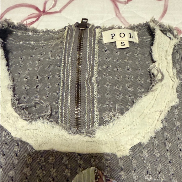 POL Charcoal Tank with Cream and Blue Floral Design - Picture 3 of 12